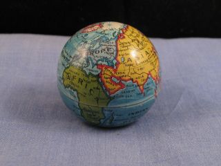 Antique Enamel Globe World Atlas Etui Compendium Sewing Thimble Box Needle Case