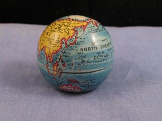 ANTIQUE ENAMEL GLOBE WORLD ATLAS ETUI COMPENDIUM SEWING THIMBLE BOX NEEDLE CASE 9