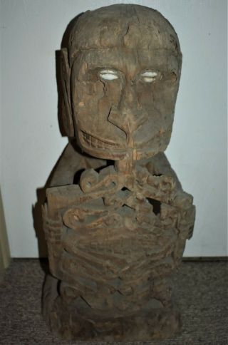 Orig $399 - Papua Guinea Huge Korwar Skull Holder 1900s 24inx16 Prov