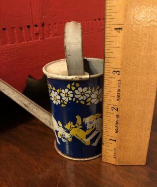 Antique Germany Child ' s Toy Miniature Doll Tin Watering Can Dogs & Teddy Bear 10