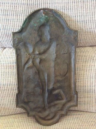 Vintage Bronze Plaque,  Mythological Men with Eagle and Flaming Torch 2
