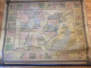 Antique 1844 Mitchell’s National Map Of The American Republic United States
