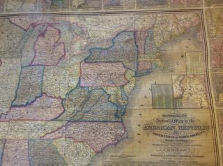 ANTIQUE 1844 MITCHELL’S NATIONAL MAP OF THE AMERICAN REPUBLIC UNITED STATES 2