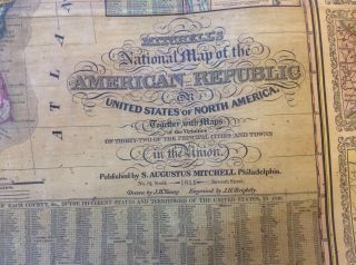 ANTIQUE 1844 MITCHELL’S NATIONAL MAP OF THE AMERICAN REPUBLIC UNITED STATES 4