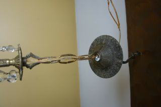 Vintage Petite Brass Crystal Prisms 4 Arm Chandelier Hanging Light Made In Spain 5