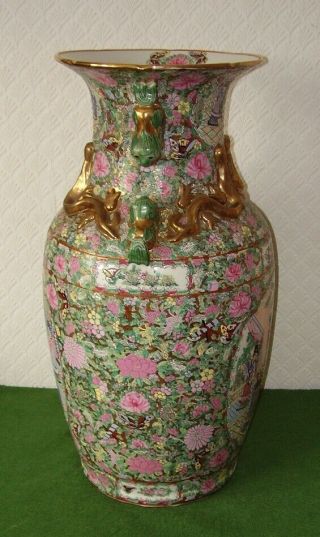 ANTIQUE CHINESE LARGE IMPRESSIVE FAMILLE ROSE BALUSTER VASE 24” TALL 2