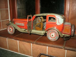 HUGE 48 cm TIPPCO LIMOUSINE CAR 1930 ' s GERMANY ART DECO TINPLATE WIND UP TIN TOY 12