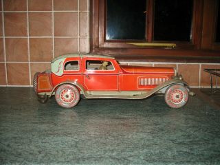 HUGE 48 cm TIPPCO LIMOUSINE CAR 1930 ' s GERMANY ART DECO TINPLATE WIND UP TIN TOY 3