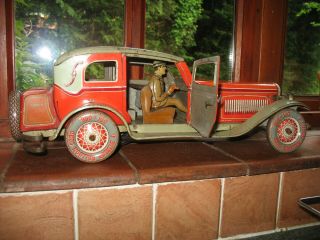 HUGE 48 cm TIPPCO LIMOUSINE CAR 1930 ' s GERMANY ART DECO TINPLATE WIND UP TIN TOY 6