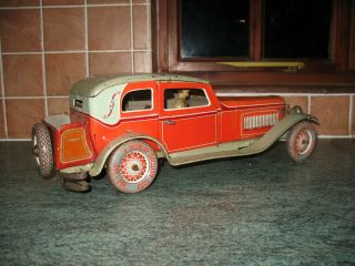 HUGE 48 cm TIPPCO LIMOUSINE CAR 1930 ' s GERMANY ART DECO TINPLATE WIND UP TIN TOY 9
