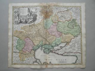 Ukraine Russia Mare Nigrum Moldova - J.  B.  Homann - Colored Copper Map - 1712