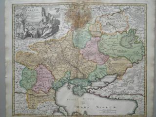 Ukraine Russia Mare Nigrum Moldova - J.  B.  Homann - colored copper map - 1712 2