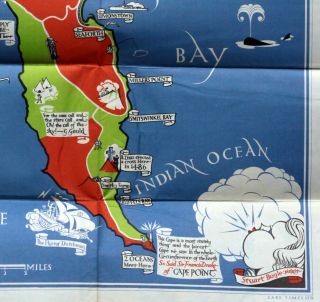 1939 Pictorial Map Cape Town Cape Peninsula South African Railways Harbours Rare 4