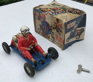 Vintage Schuco Go - Kart Red Micro Racer Tin Toy W/original Key & Box Wow Ex,