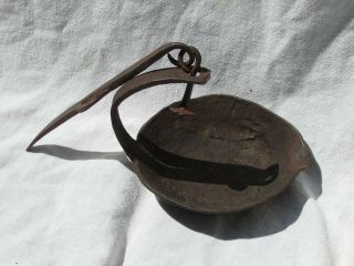 Antique Betty Oil / Grease Lamp,  Hand Forged