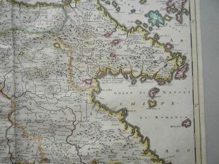 Peloponnesus Hodie Moreae Greece Homann colored copper map Danckerts 1690 4