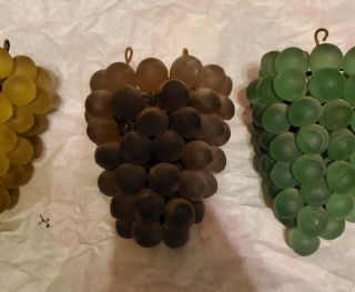 Vintage Art Nouveau Murano Czech Glass 5 Grape Cluster Fruit Figural Chandelier 3