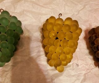 Vintage Art Nouveau Murano Czech Glass 5 Grape Cluster Fruit Figural Chandelier 4