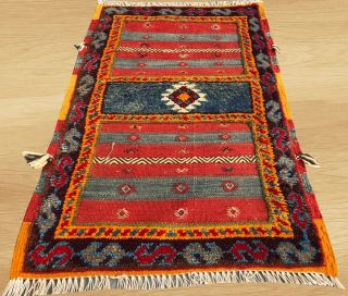 Authentic Hand Knotted Vintage Russian Julakras Wool Area Rug 3 X 2 Ft (1160)