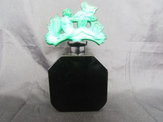 Antique Black & Green Malachite Perfume Bottle,  Ingrid (?)