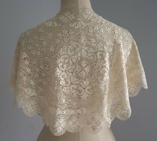 Antique Silk Maltese Lace Shawl