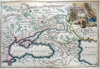 Sarmatia Romania Ukraine Russia By Cellarius C1703 Antique Engraved Map