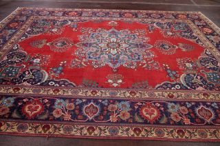 Vintage Geometric SCARLET Persian Oriental Area Rug Hand - Knotted Oriental 8x11 10