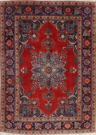 Vintage Geometric Scarlet Persian Oriental Area Rug Hand - Knotted Oriental 8x11