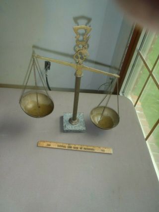 Vintage Antique Balance Scales Of Justice With Marble Base