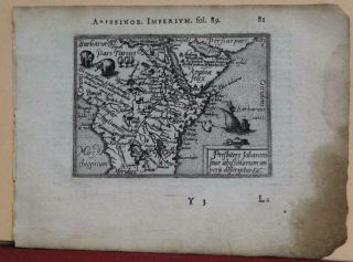 Abyssinia Central Africa 1577 Ortelius/galleg Unusual First Edition Antique Map