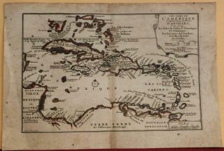 West Indies Antilles Caribbean 1702 De Fer Unusual Antique Copper Engraved Map