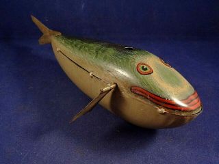Rare Vintage Tin Litho Wind - Up Toy Fish Tuna Whale 1900 Probably Bing