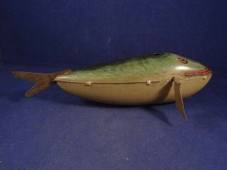 Rare vintage tin litho wind - up toy Fish Tuna Whale 1900 probably BING 2