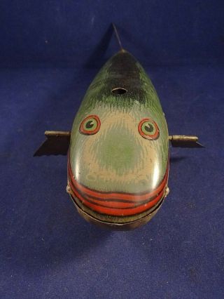 Rare vintage tin litho wind - up toy Fish Tuna Whale 1900 probably BING 4