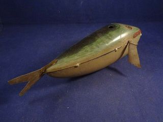 Rare vintage tin litho wind - up toy Fish Tuna Whale 1900 probably BING 6