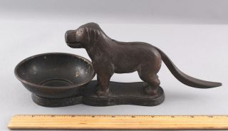 Rare Small Antique Cast Iron Dog,  Nut Cracker & Brass Cup,  Nr