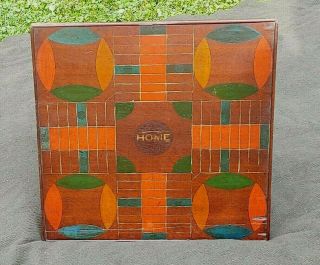Antique Game Board Parcheesi Checkers Painted Double Sided Folk Art Primitive