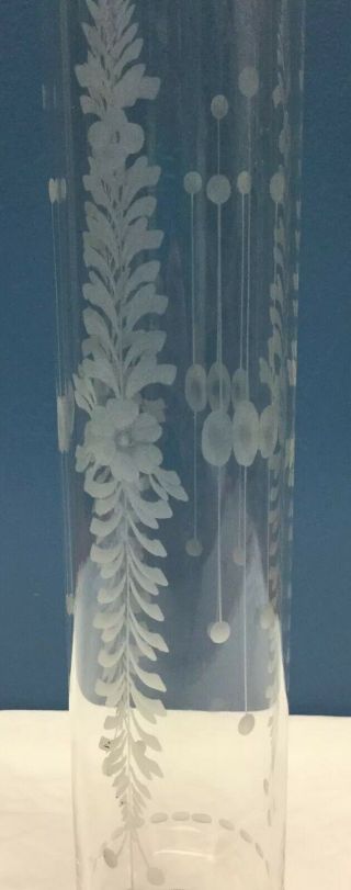 Vtg Hawkes Etched Glass Art Deco Flowe Martini Shaker Decanter 17” 2