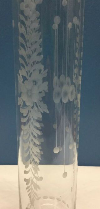 Vtg Hawkes Etched Glass Art Deco Flowe Martini Shaker Decanter 17” 3