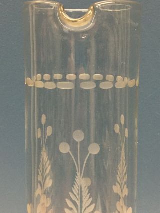 Vtg Hawkes Etched Glass Art Deco Flowe Martini Shaker Decanter 17” 8
