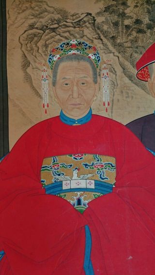 Antique Chinese Ancestor Portrait Painting,  Ancestor Scroll 2