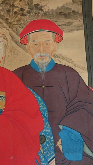 Antique Chinese Ancestor Portrait Painting,  Ancestor Scroll 3