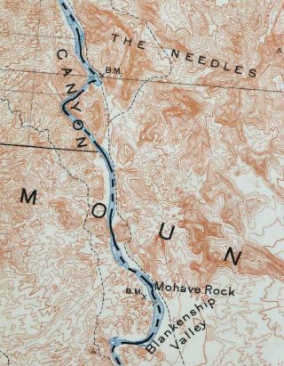 Needles Special Arizona California Lake Havasu City Antique Usgs Topo Map 1904