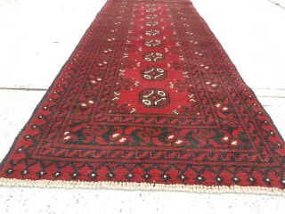 5 ' 7 x 2 ' Red Vintage Hand Knotted Afghan Tribal Aqcha Wool Runner Rug Carpet 864 2