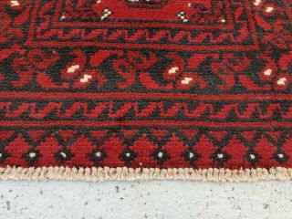 5 ' 7 x 2 ' Red Vintage Hand Knotted Afghan Tribal Aqcha Wool Runner Rug Carpet 864 3