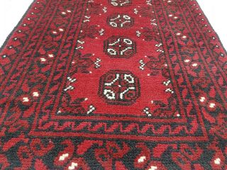 5 ' 7 x 2 ' Red Vintage Hand Knotted Afghan Tribal Aqcha Wool Runner Rug Carpet 864 4