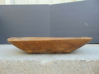 ANTIQUE TRENCHER - HAND CARVED WOODEN RECTANGULAR BOWL - TREENWARE 5
