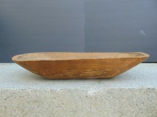 ANTIQUE TRENCHER - HAND CARVED WOODEN RECTANGULAR BOWL - TREENWARE 7