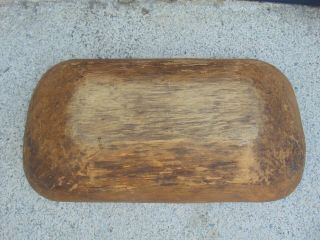 ANTIQUE TRENCHER - HAND CARVED WOODEN RECTANGULAR BOWL - TREENWARE 8