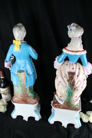 Rare PAIR antique XXL Victorian figurines base attr Jacob Petit Paris Porcelain 12